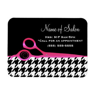 Girly Pink en Black Houndstooth Hair Salon Magneet