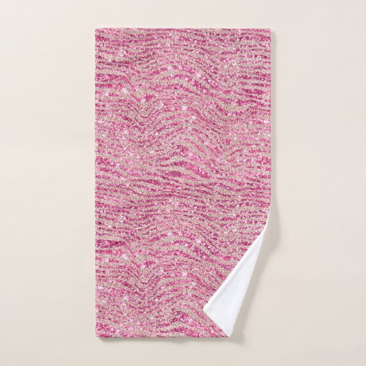 Girly Pink en Blush Glitter Zebra Bad Handdoek (Handdoek)