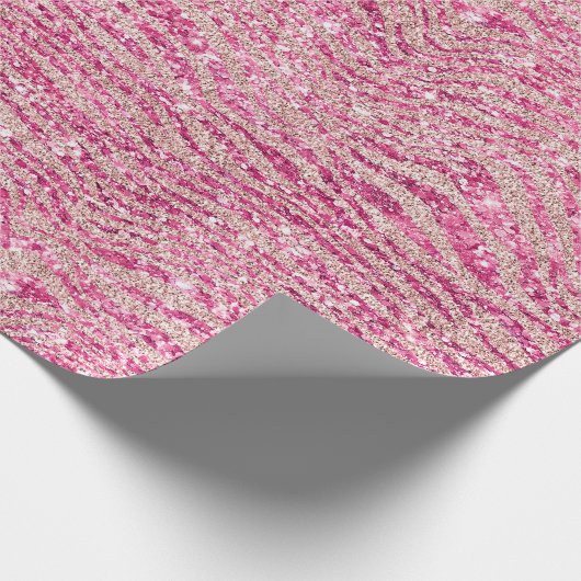 Girly Pink en Blush Glitter Zebra Cadeaupapier (Hoek)