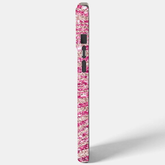 Girly Pink en Blush Glitter Zebra Case-Mate iPhone Case (Achterkant / Links)
