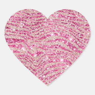Girly Pink en Blush Glitter Zebra Hart Sticker