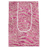 Girly Pink en Blush Glitter Zebra Medium Cadeauzakje (Achterkant)