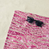 Girly Pink en Blush Glitter Zebra Strandlaken (In situ)