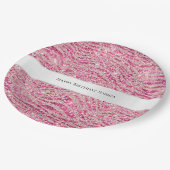 Girly Pink en Blush Glitter Zebra Verjaardag Papieren Bordje (Gekanteld)