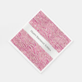 Girly Pink en Blush Glitter Zebra Verjaardag Servet (Hoek)