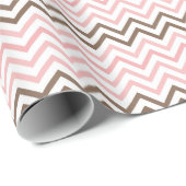 Girly Pink en Brown Chevron Cadeaupapier (Rol Hoek)