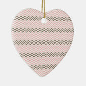 Girly Pink en Brown Chevron Keramisch Ornament (Rechts)