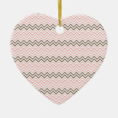 Girly Pink en Brown Chevron Keramisch Ornament (Voorkant)