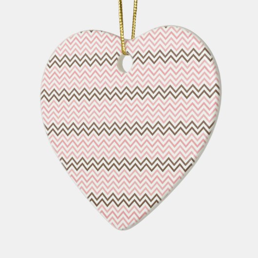 Girly Pink en Brown Chevron Keramisch Ornament (Links)