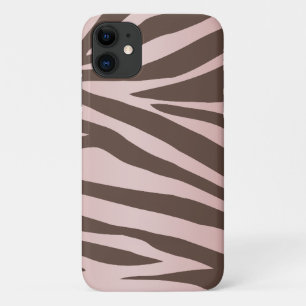Girly Pink en Brown Zebra iPhone 11 Hoesje