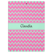 Girly Pink en Green Zigzag Pattern Klembord (Achterkant)