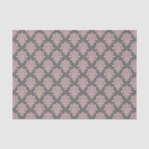 Girly Pink en Grey Damask Tissuepapier