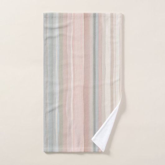 Girly Pink en Mint Moderne kuststreep Bad Handdoek (Handdoek)