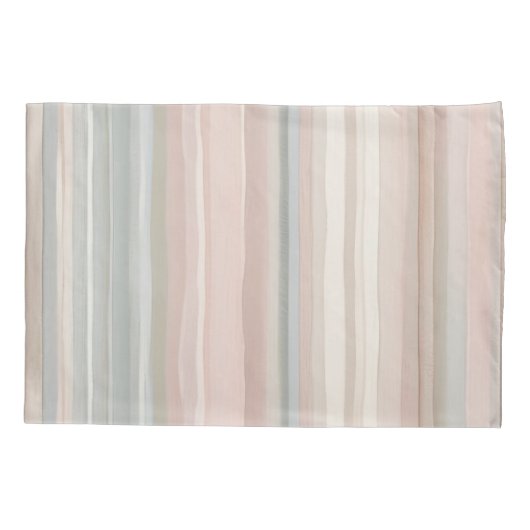 Girly Pink en Mint Moderne kuststreep Kussensloop (Achterkant-Links)