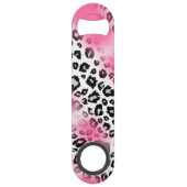Girly Pink en Snow Leopard Mesh Monogram Speed Flessenopener (Achterkant)