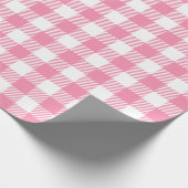 Girly Pink en White Buffalo Plaid Gingham Cadeaupapier (Hoek)
