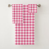 Girly Pink en White Gingham Bad Handdoek (Insitu)