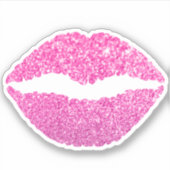 Girly Pink Faux Glitter Lipstick Kiss Sticker (Voorkant)