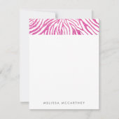 Girly Pink Faux Glitter Zebra Pattern Stationery Notitiekaartje (Voorkant)