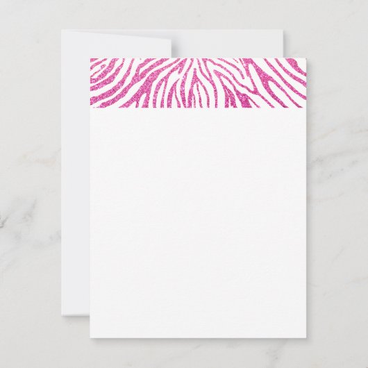 Girly Pink Faux Glitter Zebra Pattern Stationery Notitiekaartje (Achterkant)