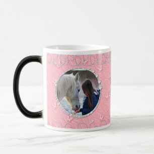 Girly Pink Faux Sparkly Twee Foto Hart Accent Magische Mok