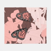 Girly Pink Feeding Monarch Butterfly Pair Fleece Deken (Voorkant (Horizontaal))