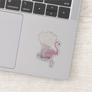 Girly Pink Flamingo, Pineapple - Gepersonaliseerd Sticker