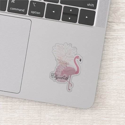 Girly Pink Flamingo, Pineapple - Gepersonaliseerd Sticker (Detail)