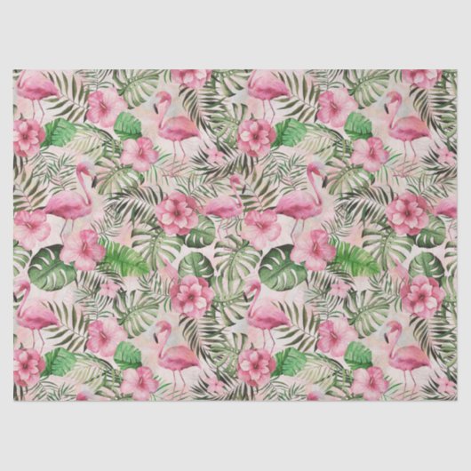 Girly Pink Flamingo Tissue Paper Tissuepapier (Voorkant)