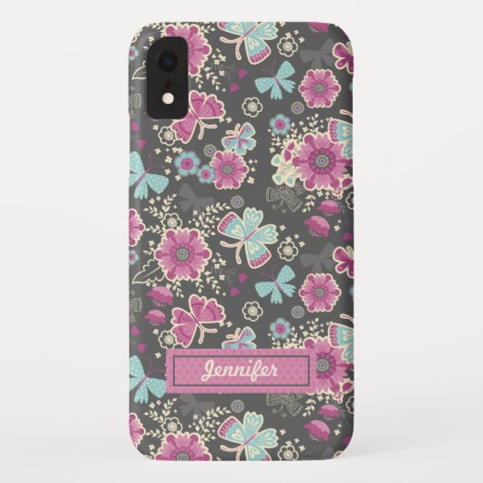 Girly Pink Floral Case-Mate iPhone Case (Achterkant)