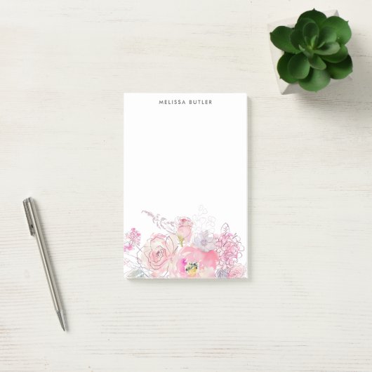 Girly Pink Floral Post-it® Notes (Kantoor)