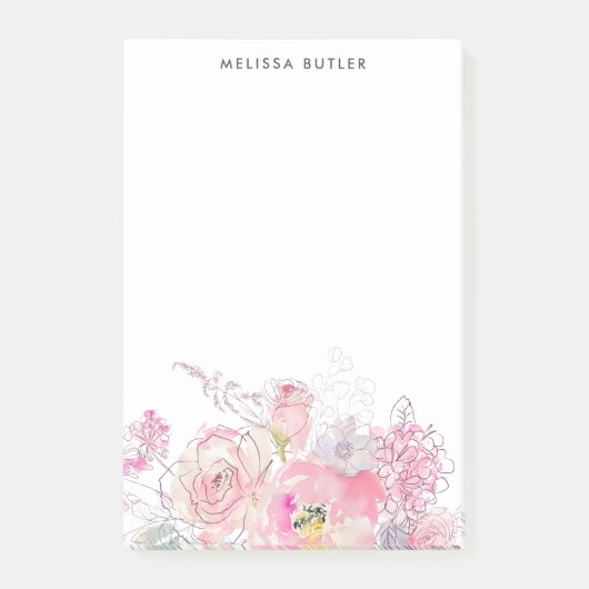 Girly Pink Floral Post-it® Notes (Voorkant)