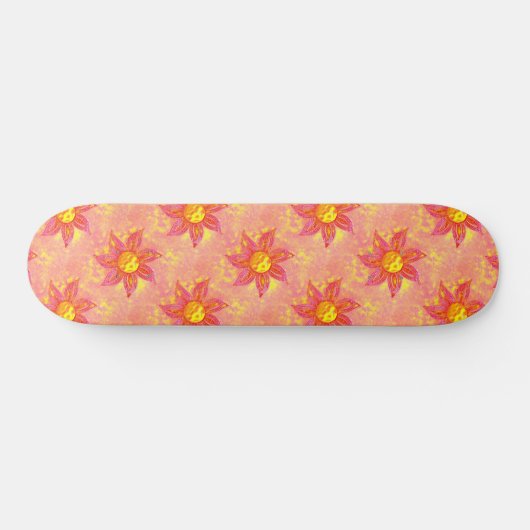 Girly Pink Floral Skateboard (Horizontaal)