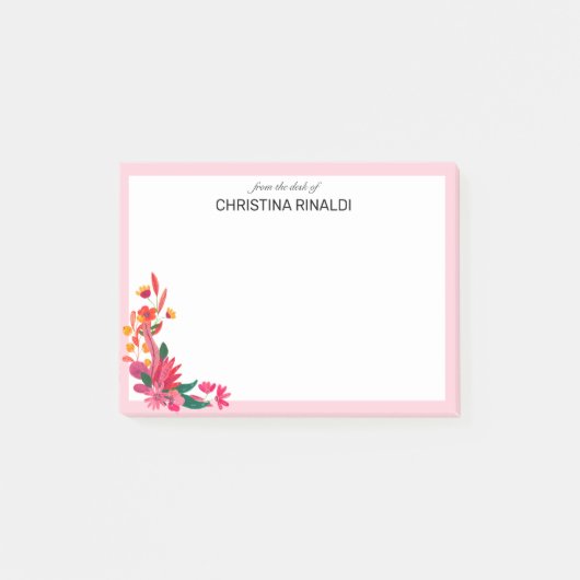 Girly Pink Floral | van de bureau van Post-it® Notes (Voorkant)