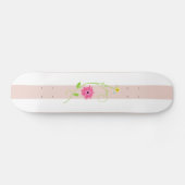 Girly Pink Flowers and Stripes Skateboard (Horizontaal)