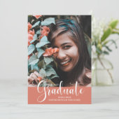 Girly Pink Foto Afstuderen Foto Aankondiging (Staand voorkant)