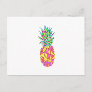 Girly Pink Geometric Triangles Pineapple Briefkaart