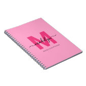 Girly Pink Gepersonaliseerde Initiaal Monogram Naa Notitieboek (Rechterzijde)