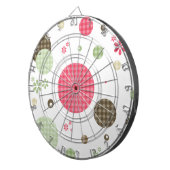 Girly Pink Gingham Pattern Circles Cute Daisies Dartbord (Voorkant Rechts)