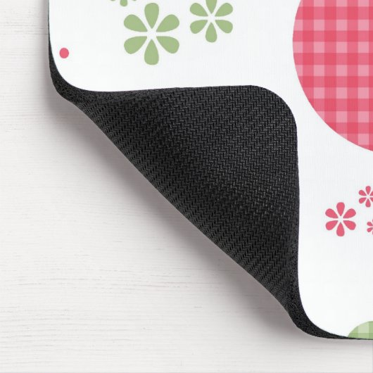 Girly Pink Gingham Pattern Circles Cute Daisies Muismat (Hoek)