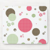 Girly Pink Gingham Pattern Circles Cute Daisies Muismat (Voorkant)
