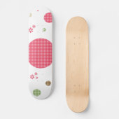 Girly Pink Gingham Pattern Circles Cute Daisies Skateboard (Voorkant)