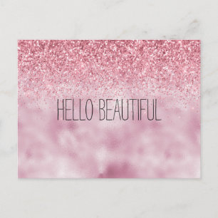 Girly Pink Glam Glitter Briefkaart