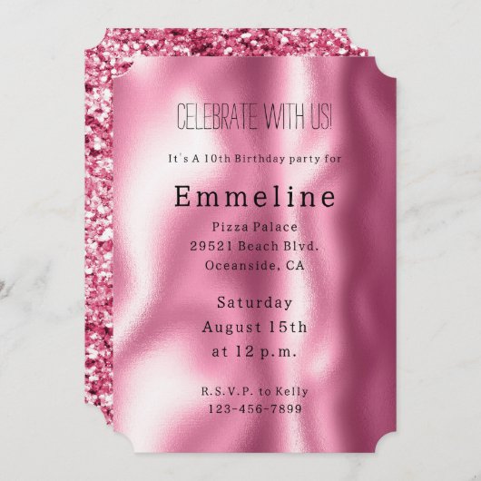 Girly Pink Glam Glitter Kaart (Voorkant / Achterkant)