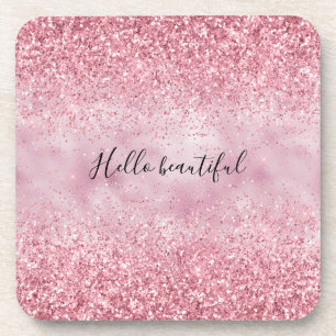 Girly Pink Glam Glitter sparkle Bier Onderzetter