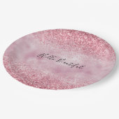 Girly Pink Glam Glitter sparkle Papieren Bordje (Gekanteld)