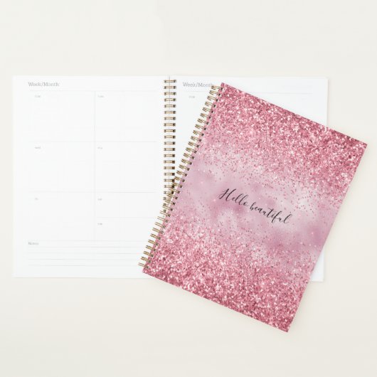 Girly Pink Glam Glitter sparkle Planner (Display)