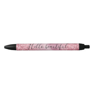 Girly Pink Glam Glitter sparkle Zwarte Inkt Pen