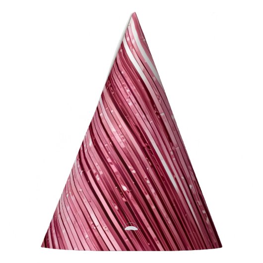 Girly Pink Glam Glitzy Tinsel Stripes Verjaardag Feesthoedjes (Links)