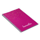 Girly Pink Glam Gold Sparkle Confetti gepersonalis Notitieboek (Rechterzijde)